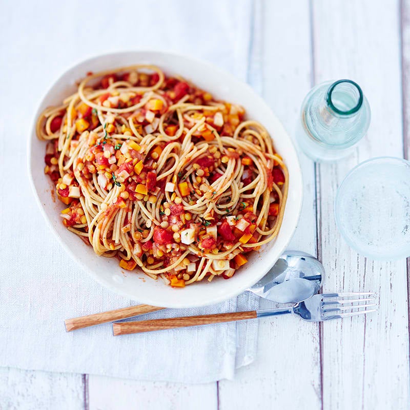 Foto van Vegetarische spaghetti bolognese door WW